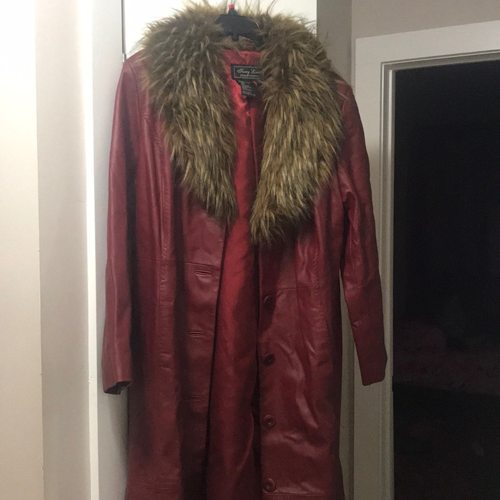 Beautiful red leather coat